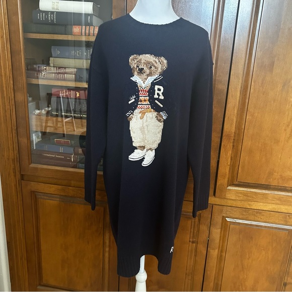 Polo Bear Crewneck Navy Sweater Dress. Size XS Brand New - Picture 6 of 13